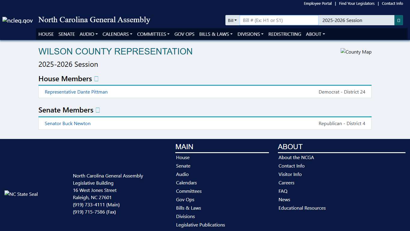 wilson County Representation - North Carolina General Assembly